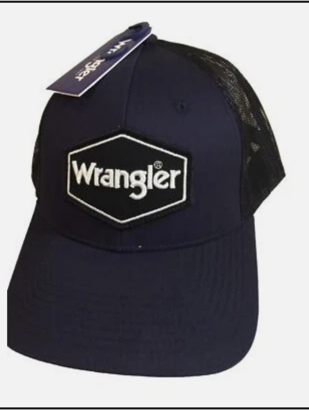 Wrangler Men’s Navy and White Embroidered Logo Trucker Hat